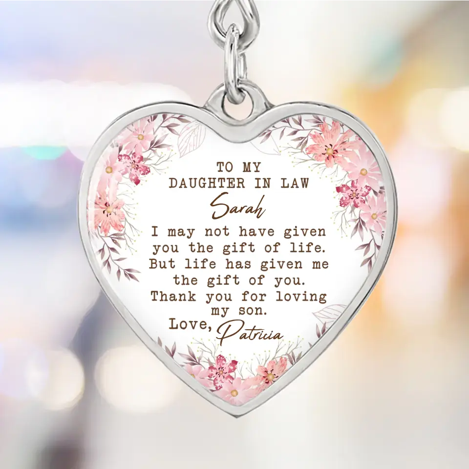 To My Daughter In Law Thank You For Loving My Son Personalized Necklace Keychain Anniversary Gift - Image 6