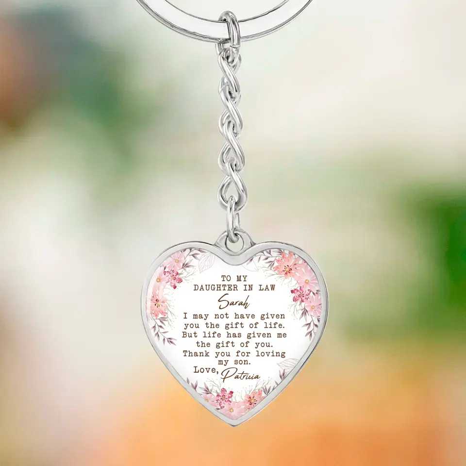 To My Daughter In Law Thank You For Loving My Son Personalized Necklace Keychain Anniversary Gift - Image 7
