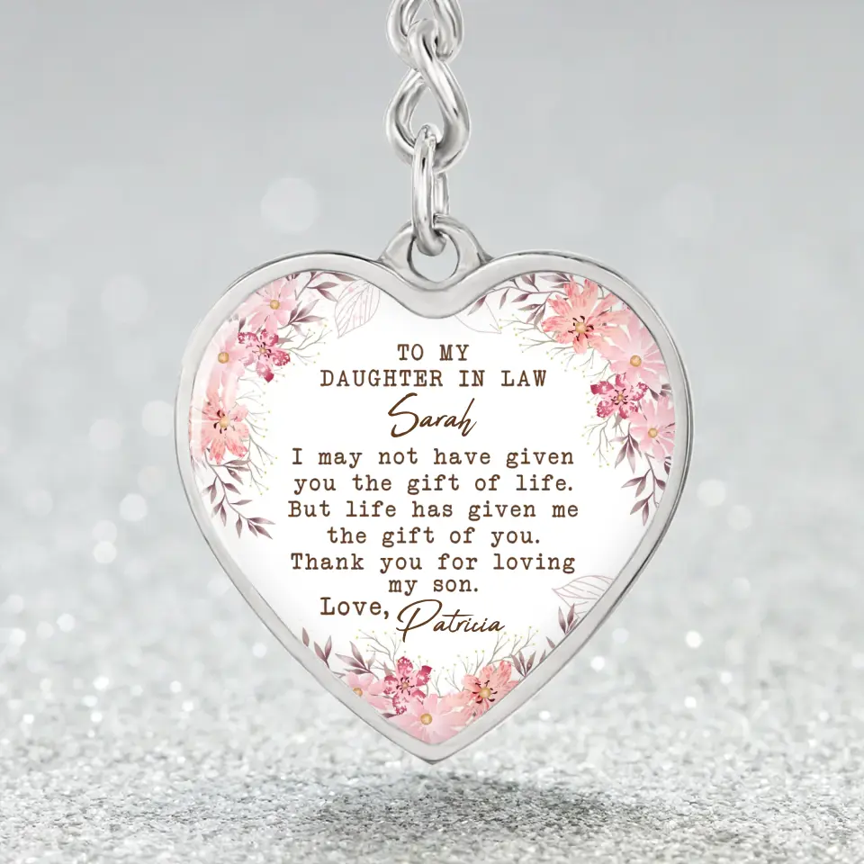 To My Daughter In Law Thank You For Loving My Son Personalized Necklace Keychain Anniversary Gift - Image 8