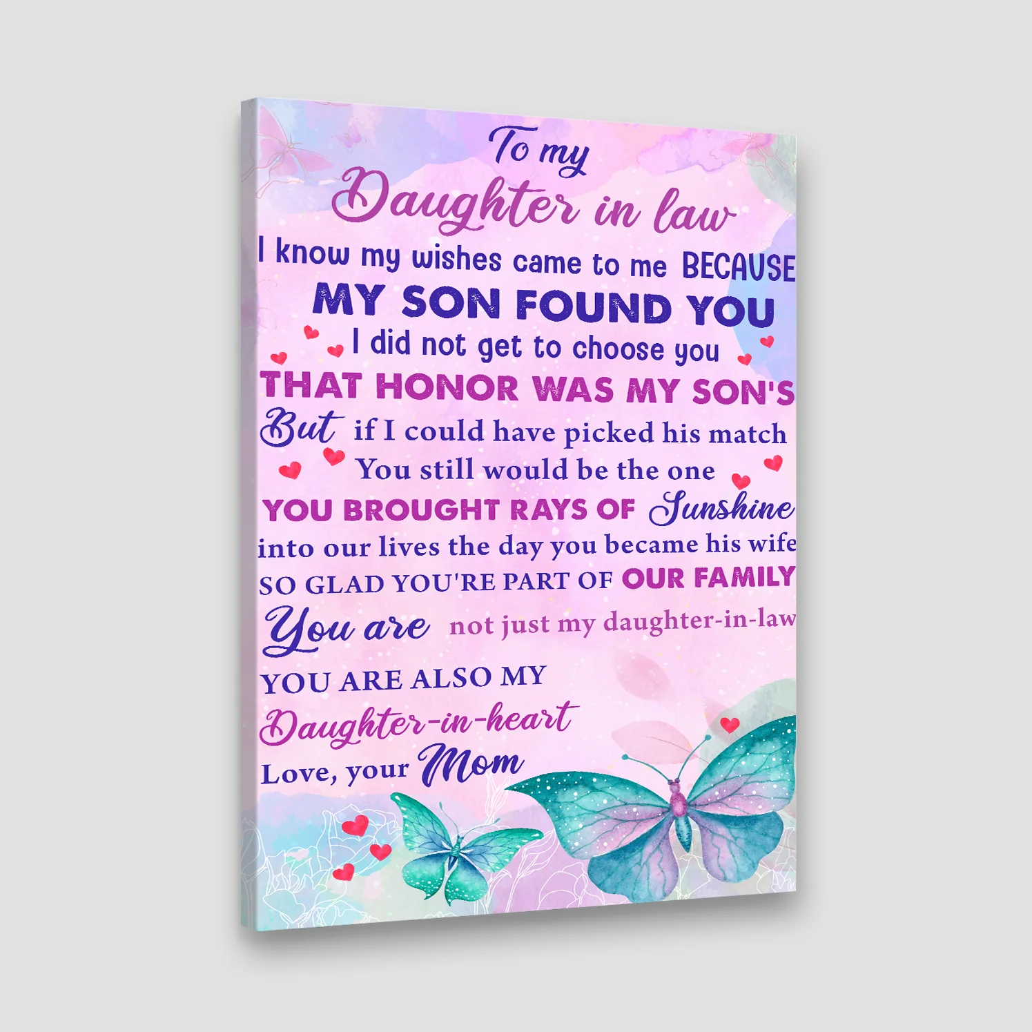 To My Daughter-In-Law You're Also My Daughter-In-Heart Personalized Canvas Poster - Image 3