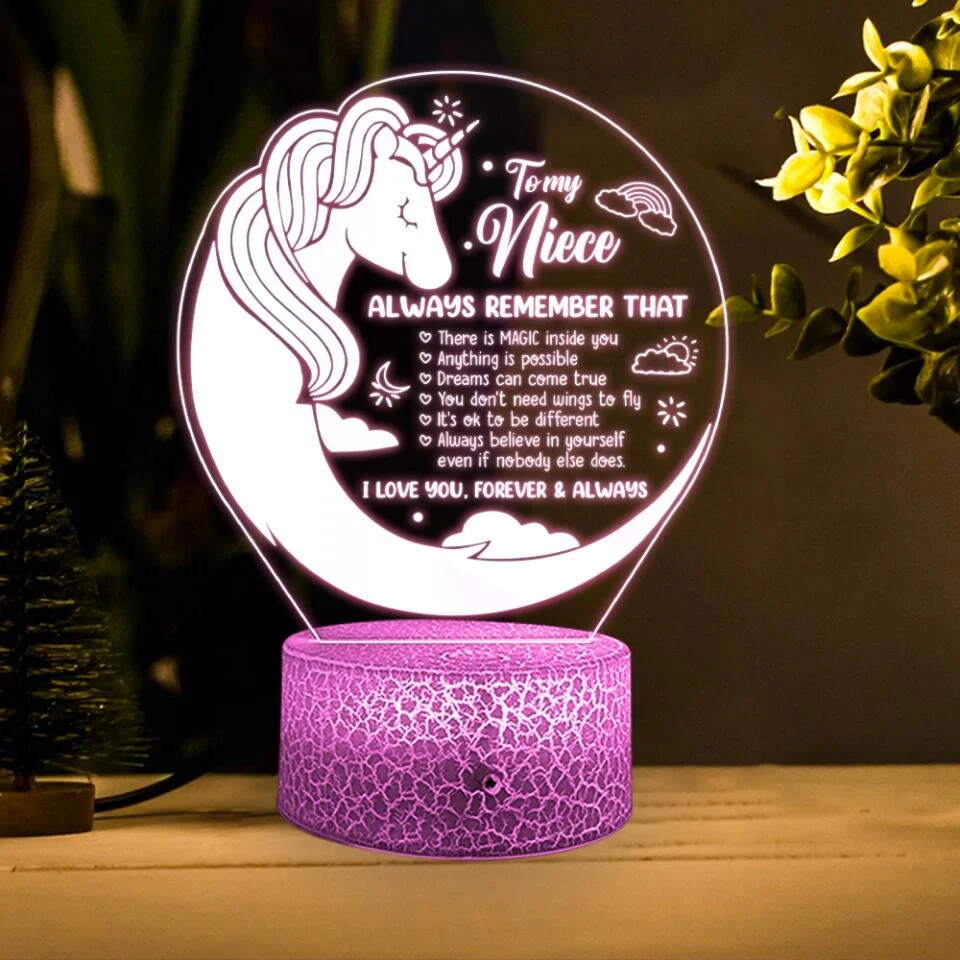 To My Daughter Quote Dreaming Unicorn Custom 3D Light Birthday Gift For Daughter - Image 4