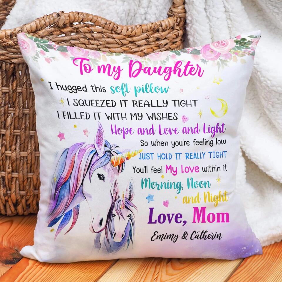 To My Daughter Quote Unicorn Mom Custom Pillow Anniversary Gift - Image 5