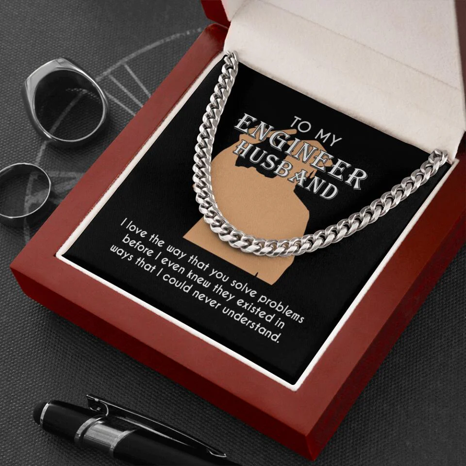 Personalized Valentine Gifts - To My Engineer Husband Dad Bestie Son Cuban Chain Personalized Men's Jewelry - Image 7