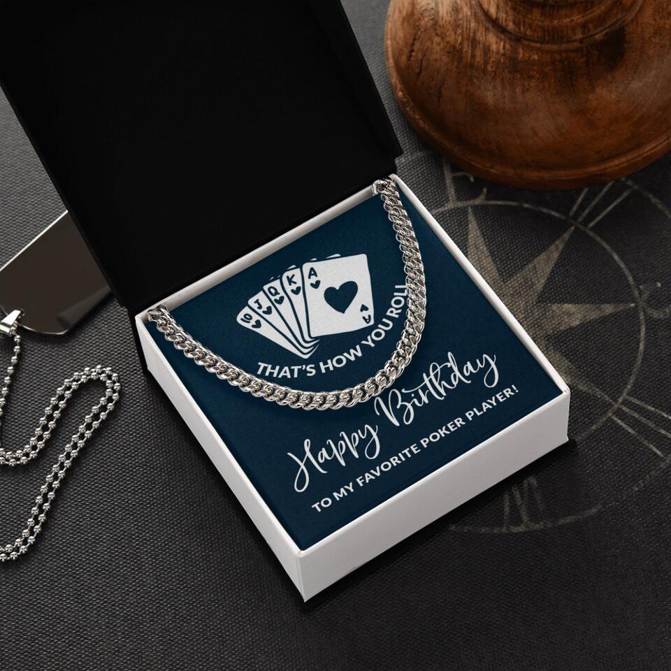 Personalized Valentine Gifts - To My Favorite Poker Player Cuban Link Chain Gift For Poker Lover - Image 3