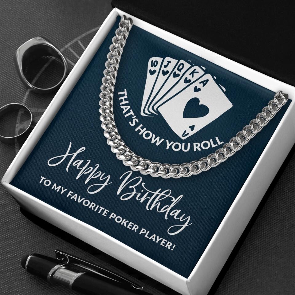 Personalized Valentine Gifts - To My Favorite Poker Player Cuban Link Chain Gift For Poker Lover - Image 6
