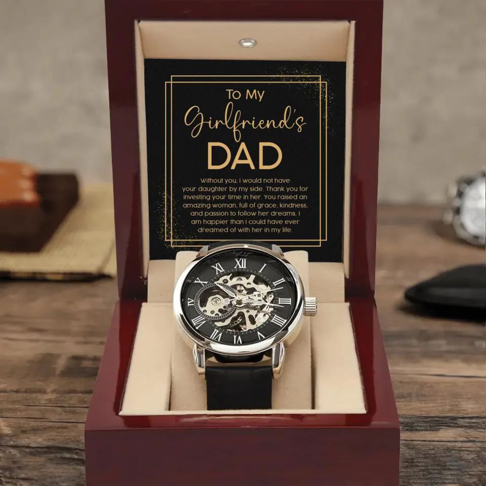 Personalized Valentine Gifts - To My Girlfriend's Dad - Men's Luxury Watch With Box - Gift for Girlfriend's Dad - Image 2