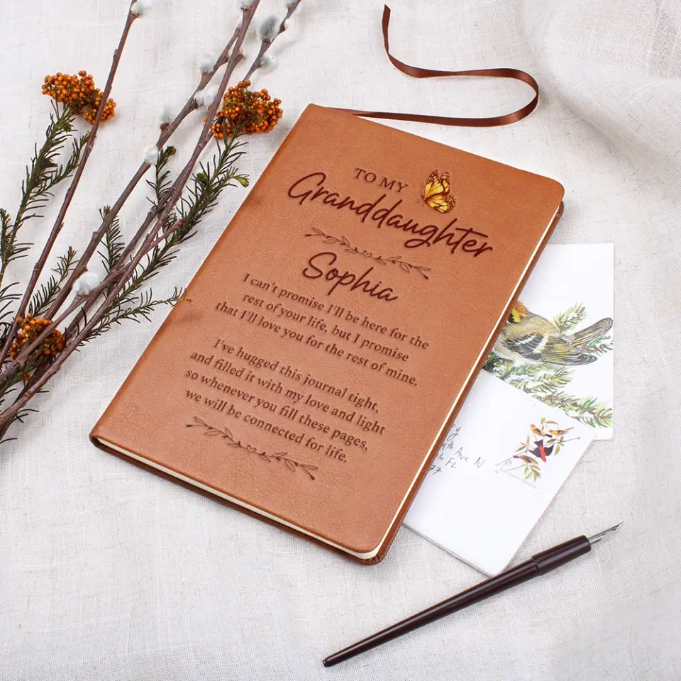 To My Granddaughter Personalized Graphic Leather Journal - Image 4