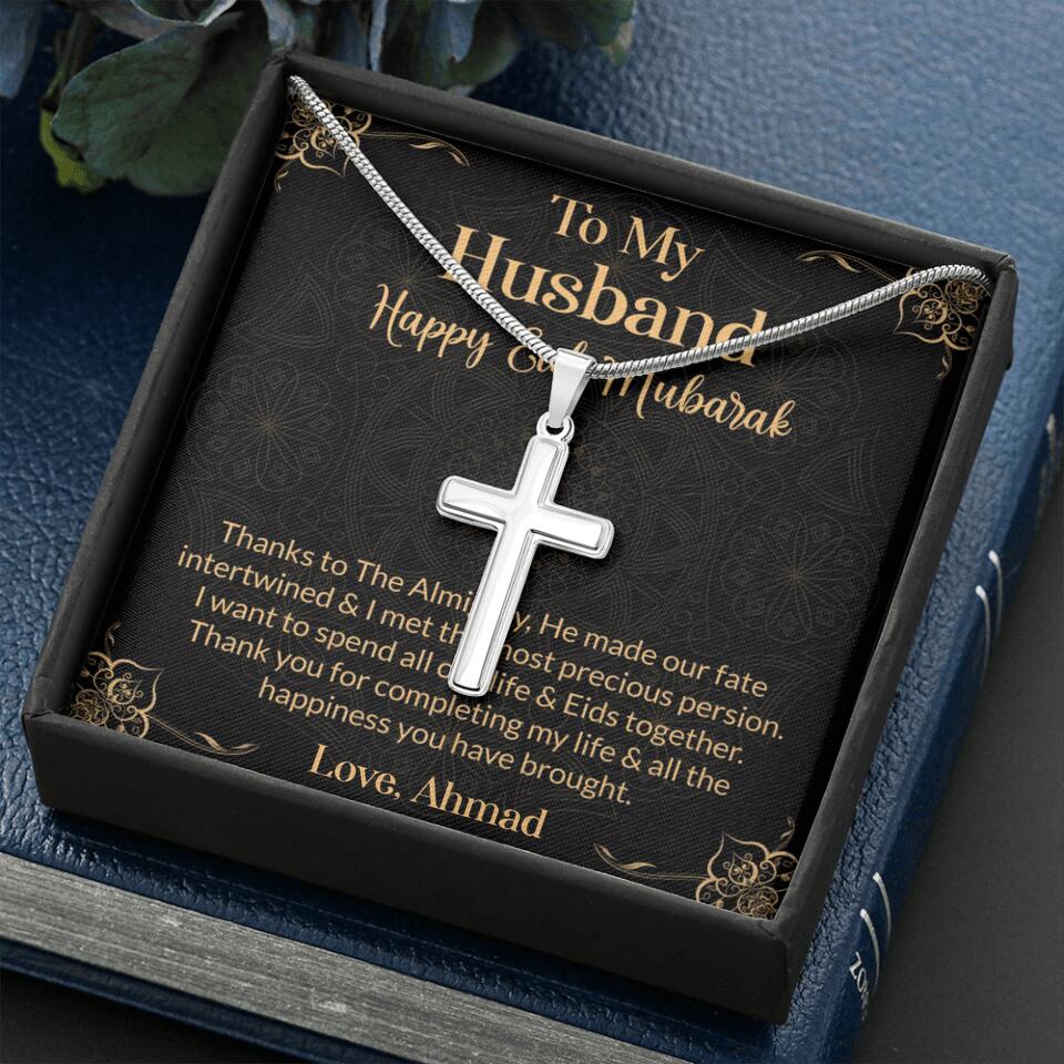 To My Husband Happy Eid Mubarak Personalized Cuban Link Chain - Image 15