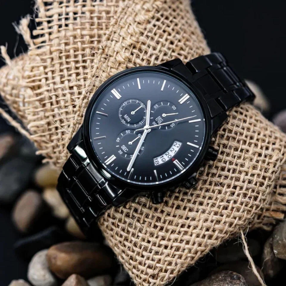 Personalized Valentine Gifts - To My Husband Holding Hands - Personalized Engraved Stainless Steel Watches - Message from Wife to Husband - Anniversary, Valentine Gift for Him - Image 6