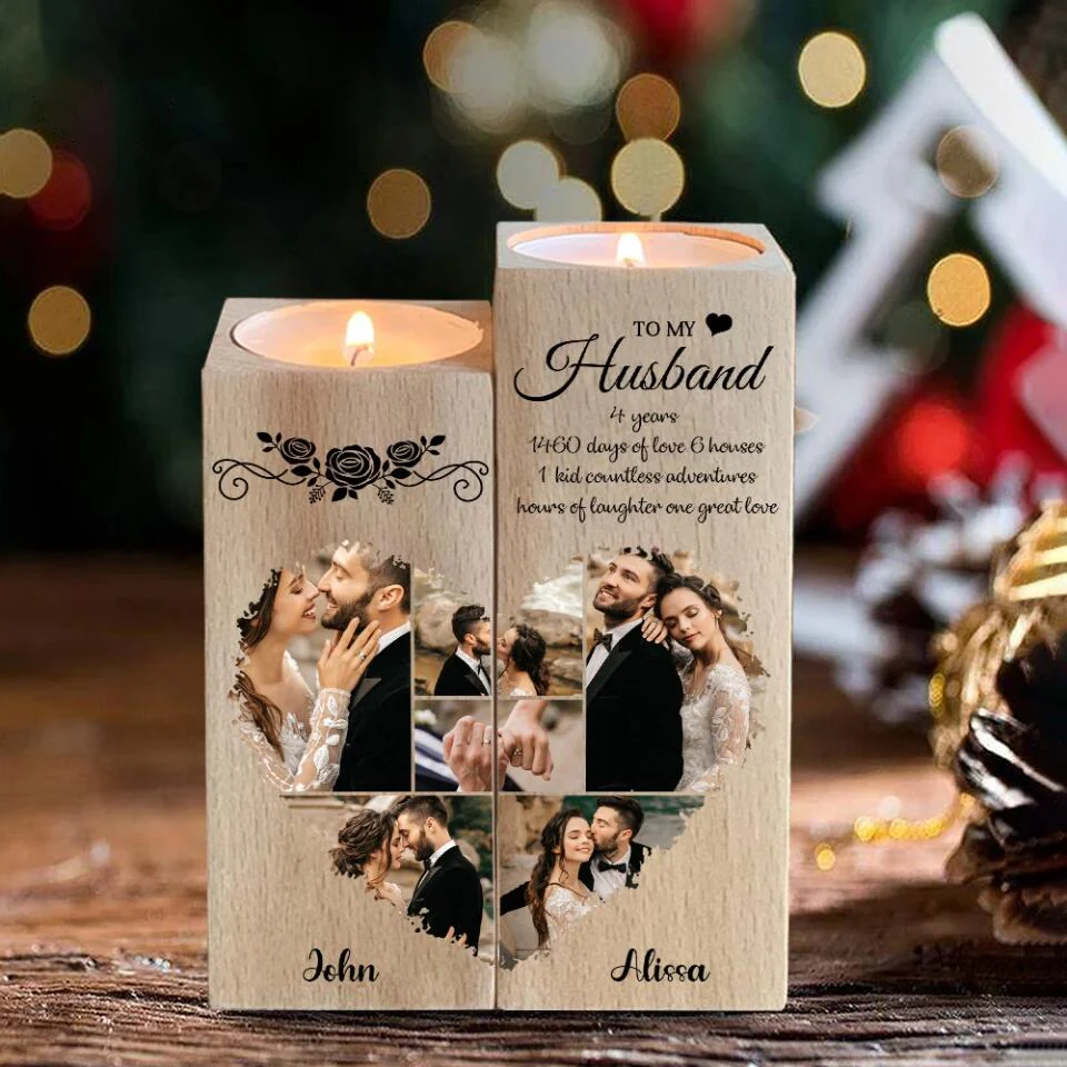 To My Husband - Personalized Candle Holder - Custom Name and Photo - Gift for Husband - Image 3