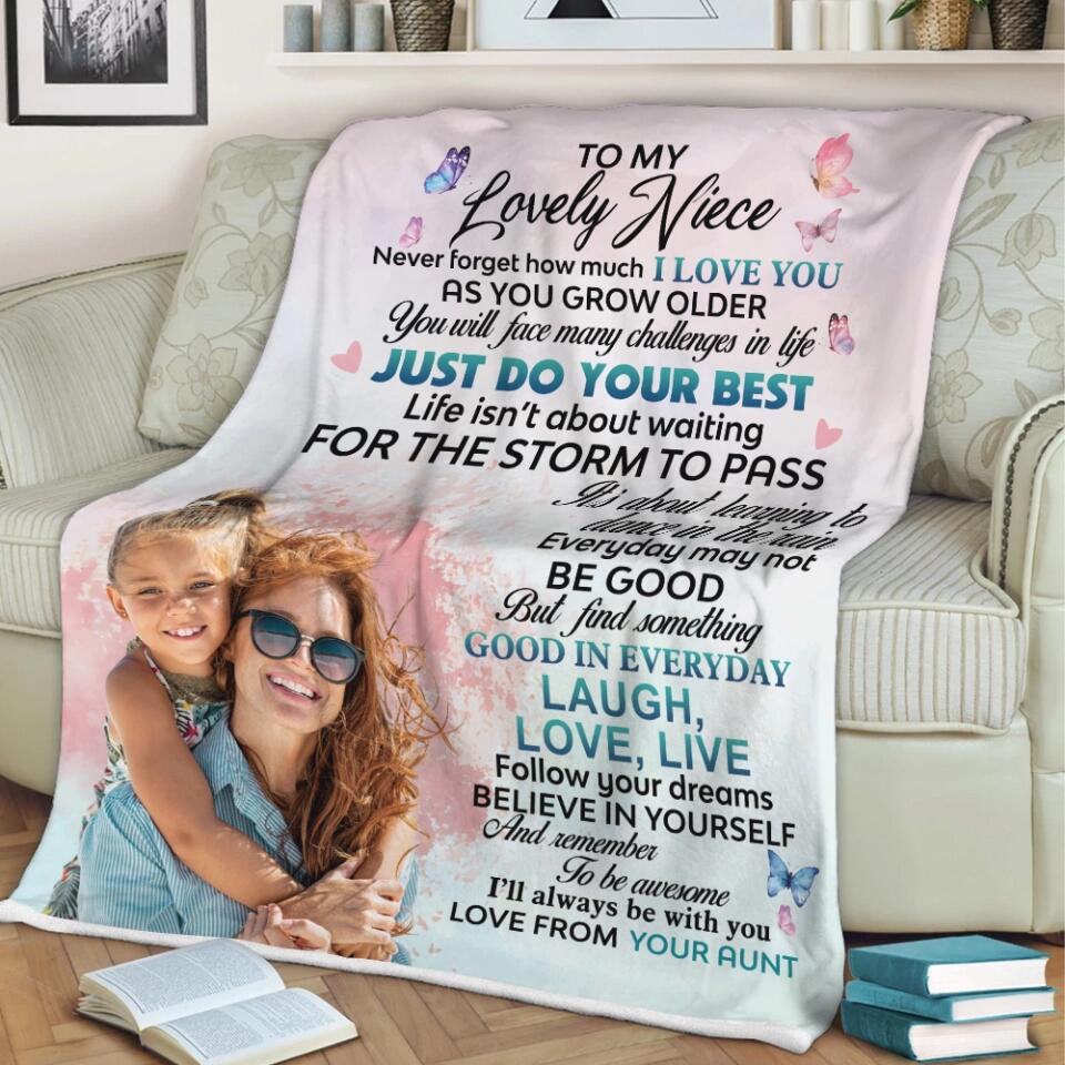 To My Lovely Niece - Never Forget That How Much I Love You - Personalized Name & Photo - Fleece Blanket - Best Gift for Niece from Aunt - Image 10