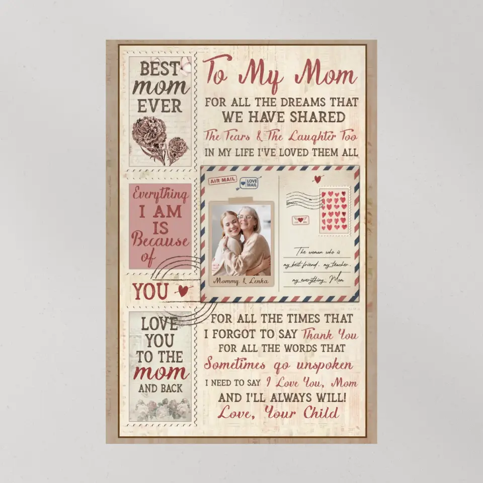 To My Mom For All The Dreams Letter Style - Custom Canvas Poster - Birthday Gift For Mom - Image 8