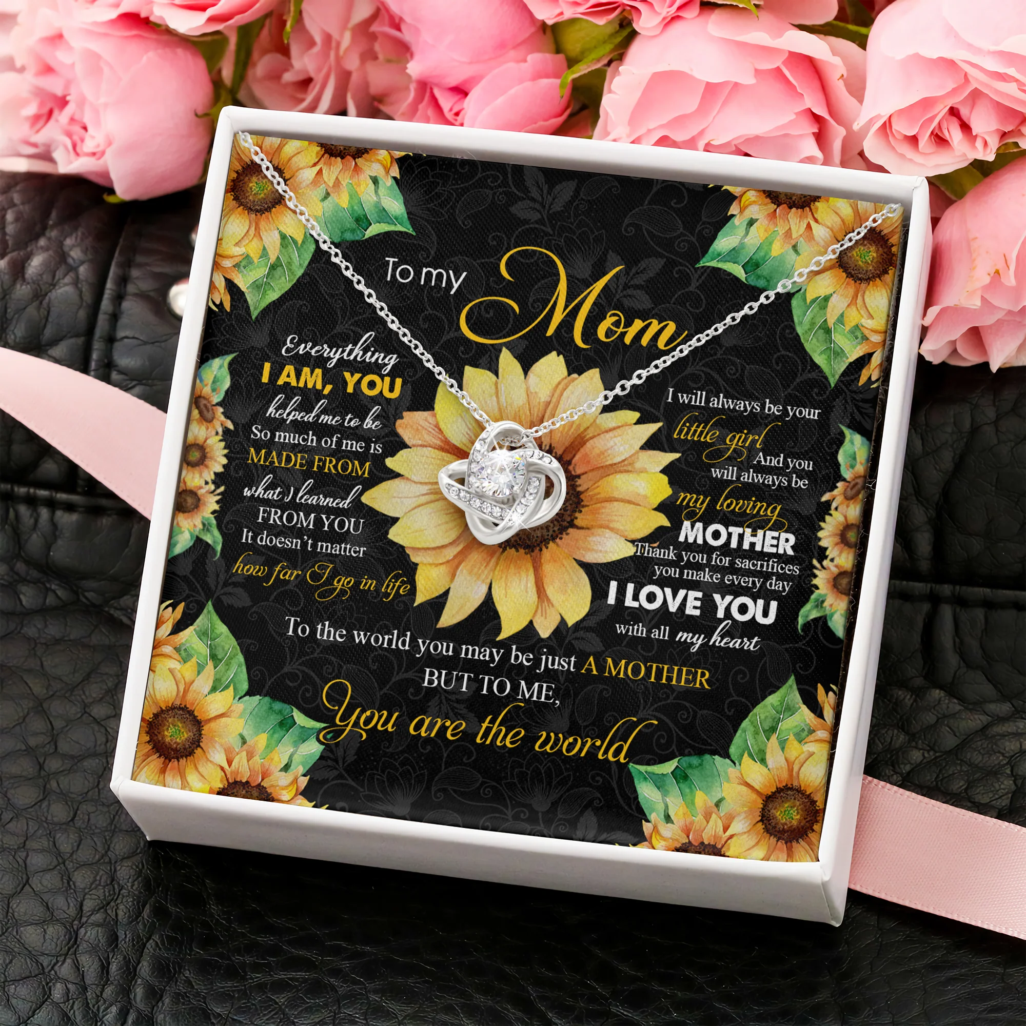 To My Mom You Are The World - White Gold Necklace - Image 3