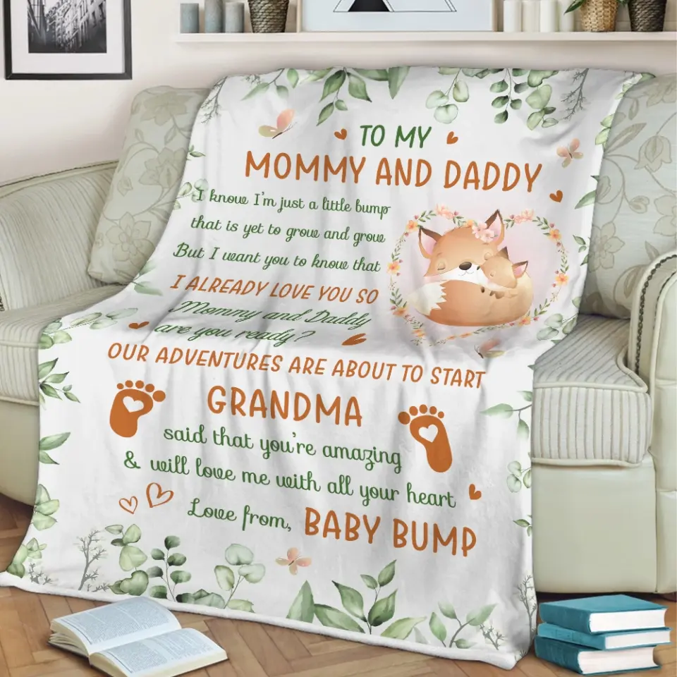 To My Mommy And Daddy Love From Baby Bump - Personalized Blanket - Gift For Pregnant Mom | 306IHPNPBL783 - Image 4