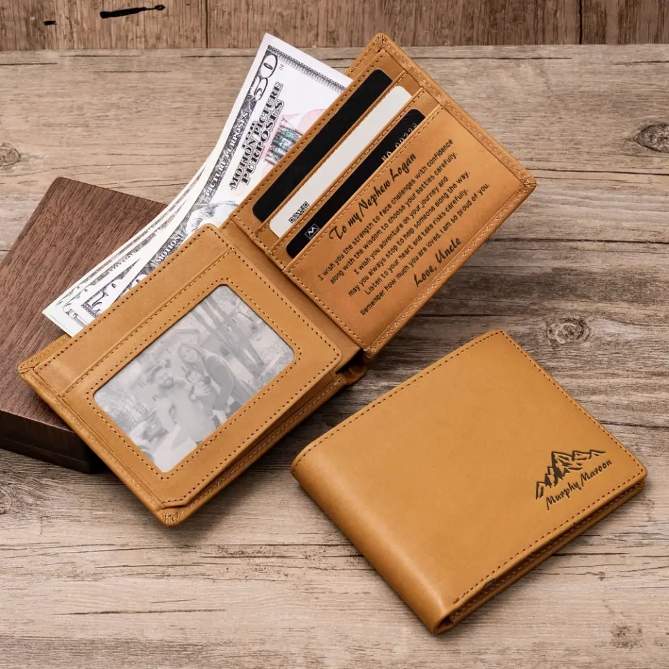 To My Nephew I Am So Proud Of You Personalized Leather Wallet - Image 5