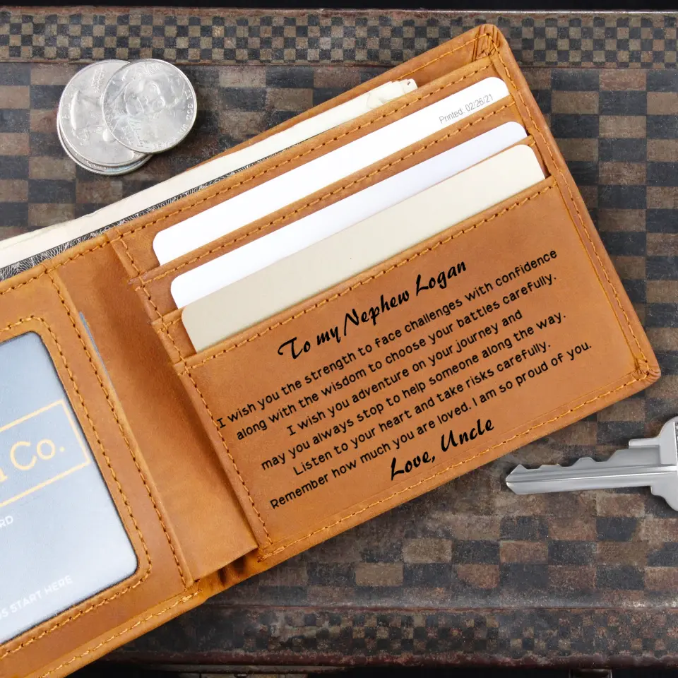 To My Nephew I Am So Proud Of You Personalized Leather Wallet - Image 6
