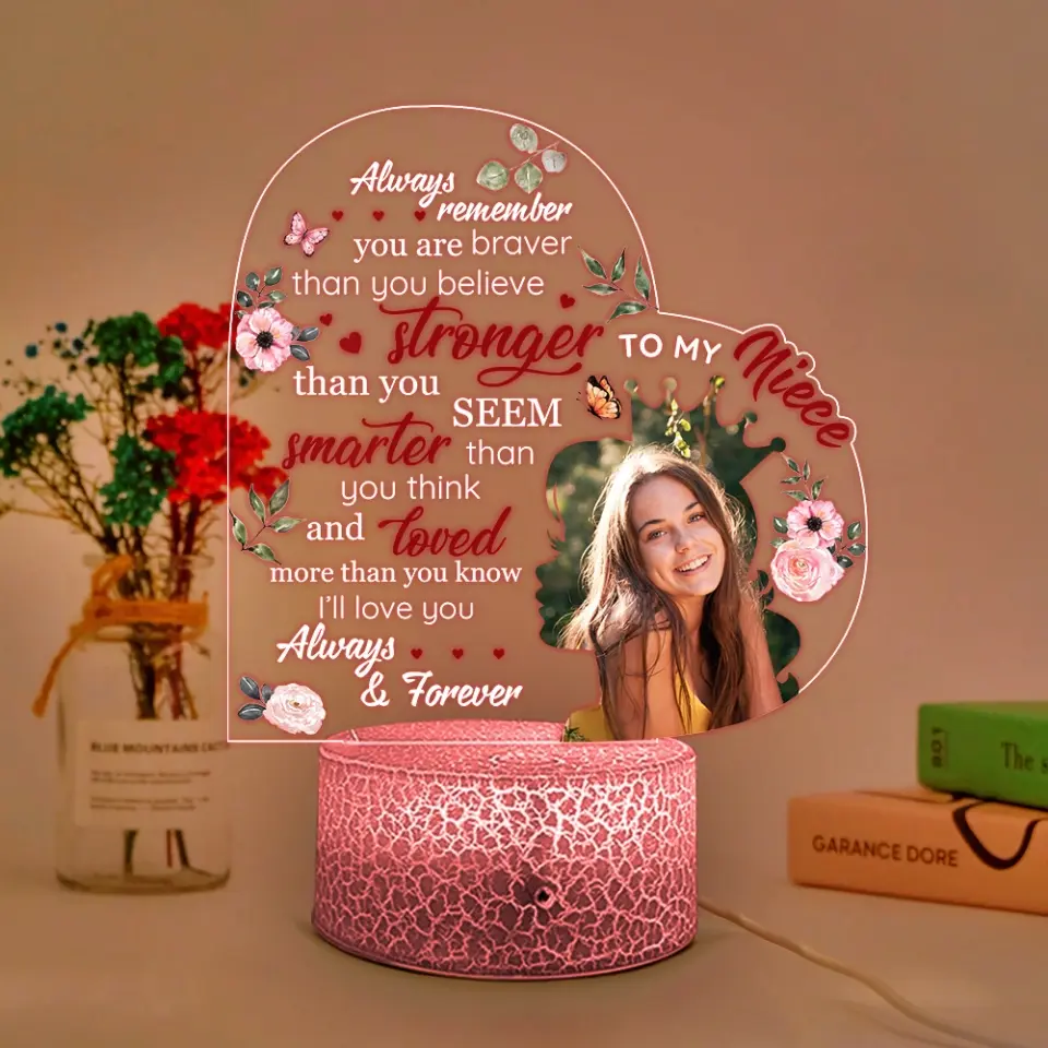 To My Niece Always Remember You Are Braver Upload Photo Led Light - Image 5