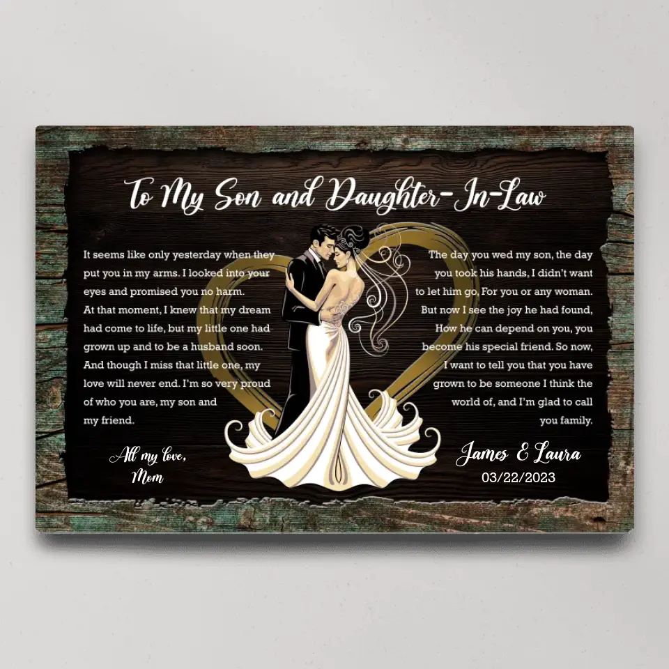 To My Son And Daughter In Law - Custom Canvas Poster - Wedding Gift For Bride And Groom - Image 3