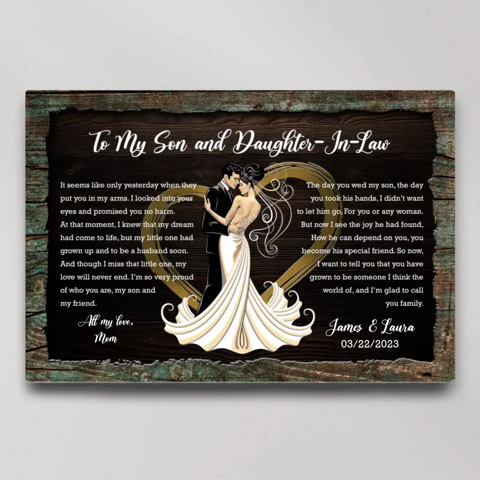 To My Son And Daughter In Law - Custom Canvas Poster - Wedding Gift For Bride And Groom - Image 4