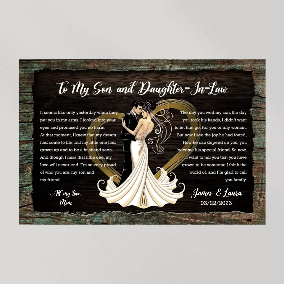 To My Son And Daughter In Law - Custom Canvas Poster - Wedding Gift For Bride And Groom - Image 8