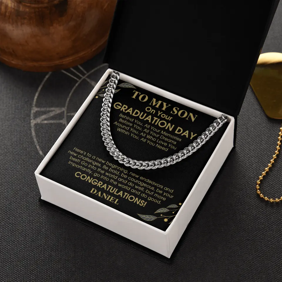 To My Son Behind You All Memories - Personalized Men Necklace - Graduation Gift for Adult Son - Image 3