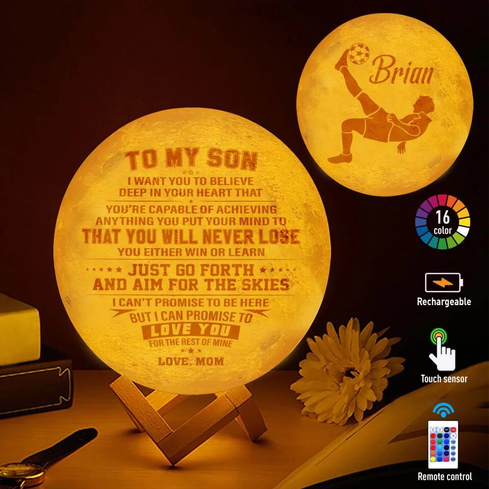 To My Son I Want You to Believe Deep in Your Heart Moon Lamp - Image 3