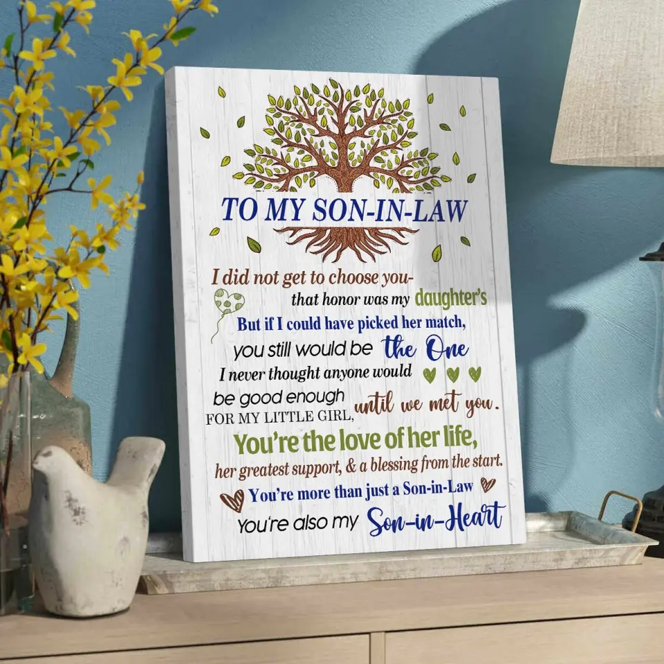 To My Son-In-Law - Wall Art Canvas/poster - Anniversary, Wedding Gift for Son in Law from Mother in Law - Image 4