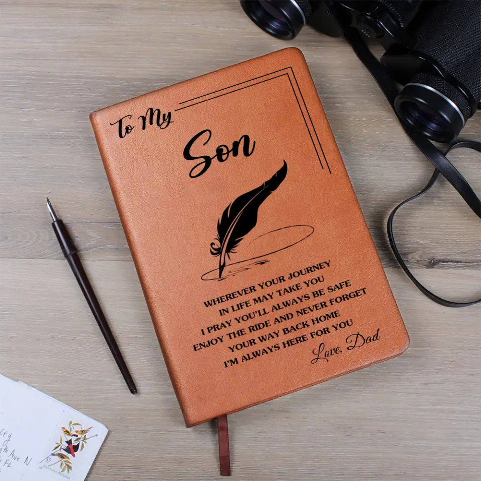 To My Son - Personalized Leather Journal - Anniversary Gift