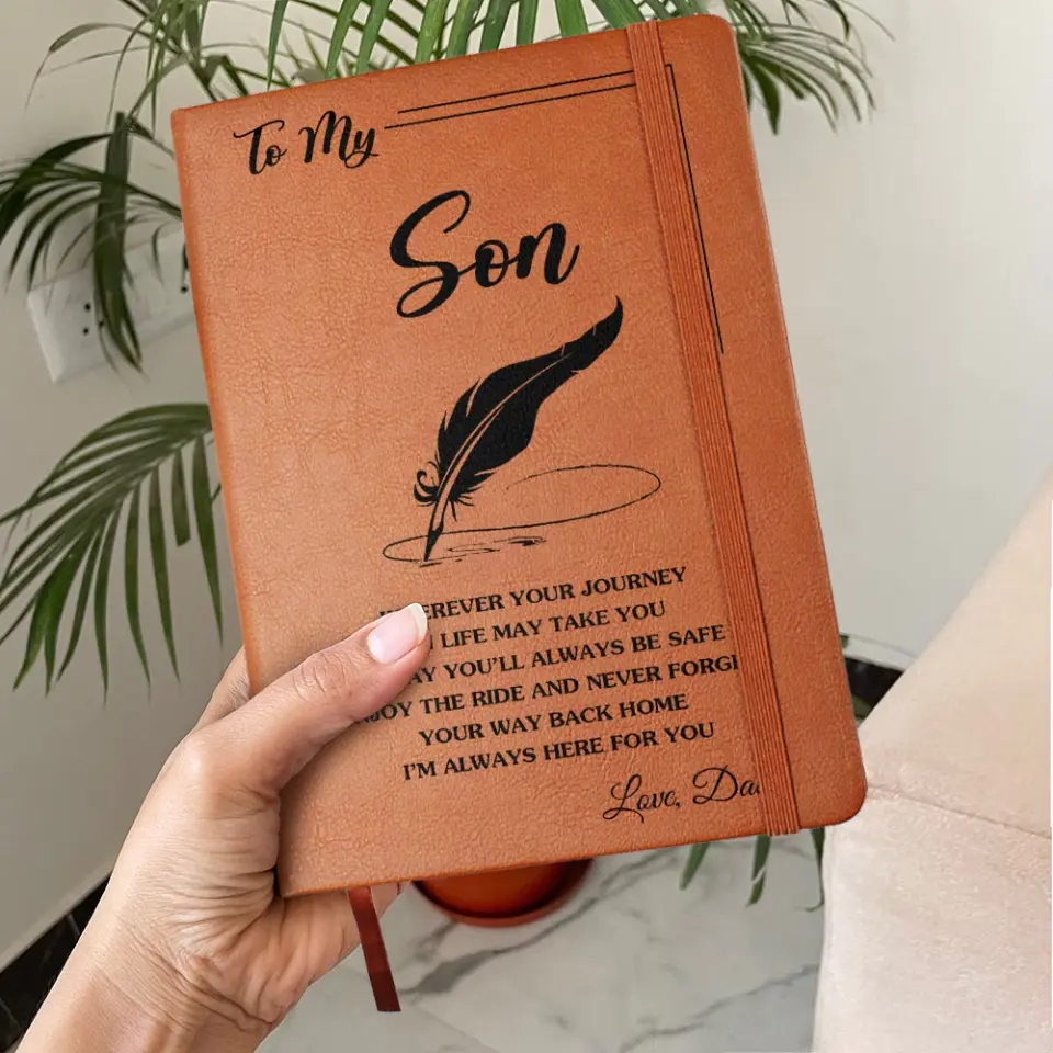To My Son - Personalized Leather Journal - Anniversary Gift - Image 3