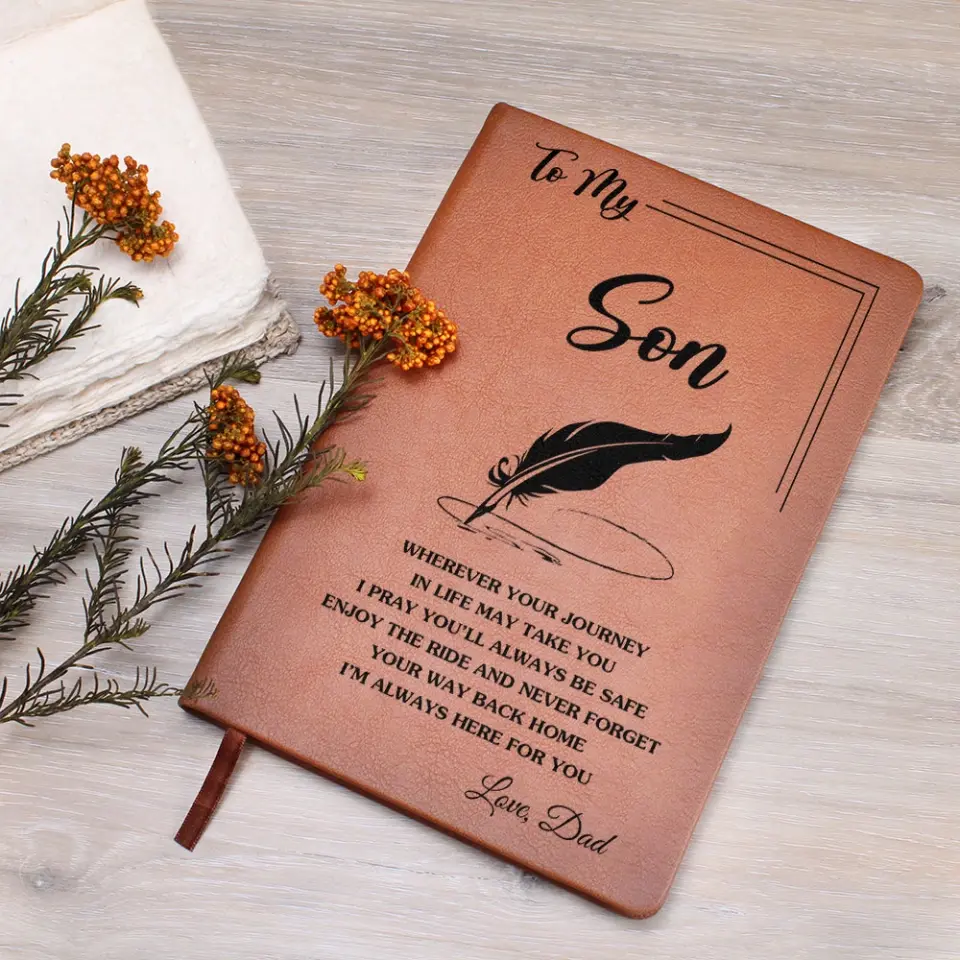 To My Son - Personalized Leather Journal - Anniversary Gift - Image 4