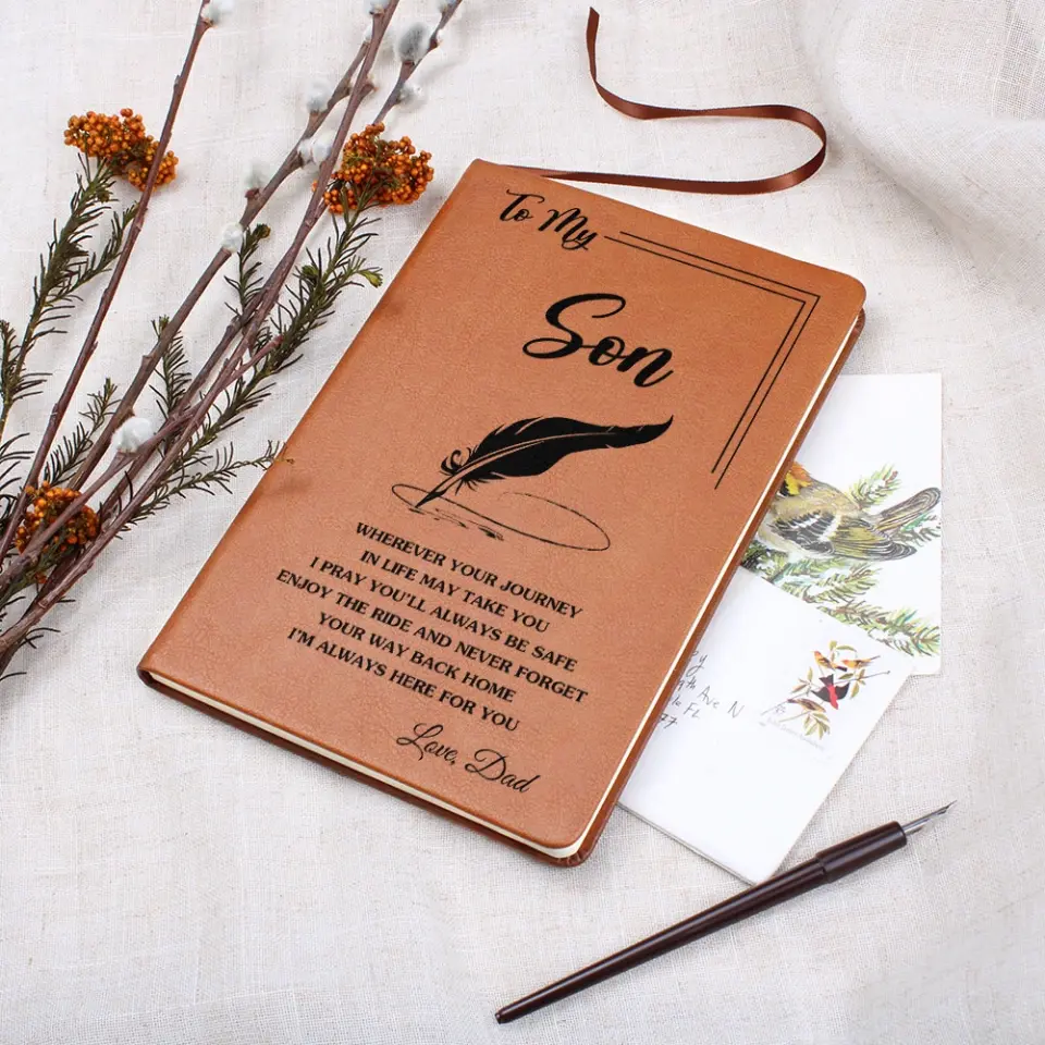To My Son - Personalized Leather Journal - Anniversary Gift - Image 5
