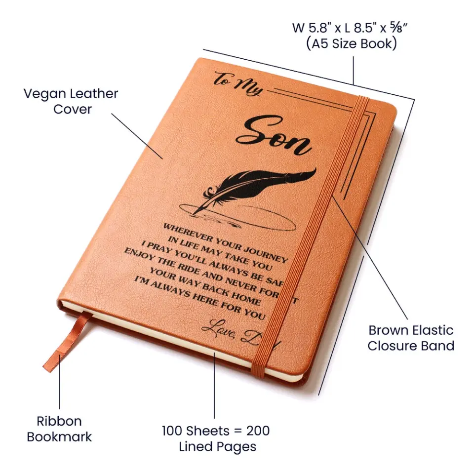 To My Son - Personalized Leather Journal - Anniversary Gift - Image 7