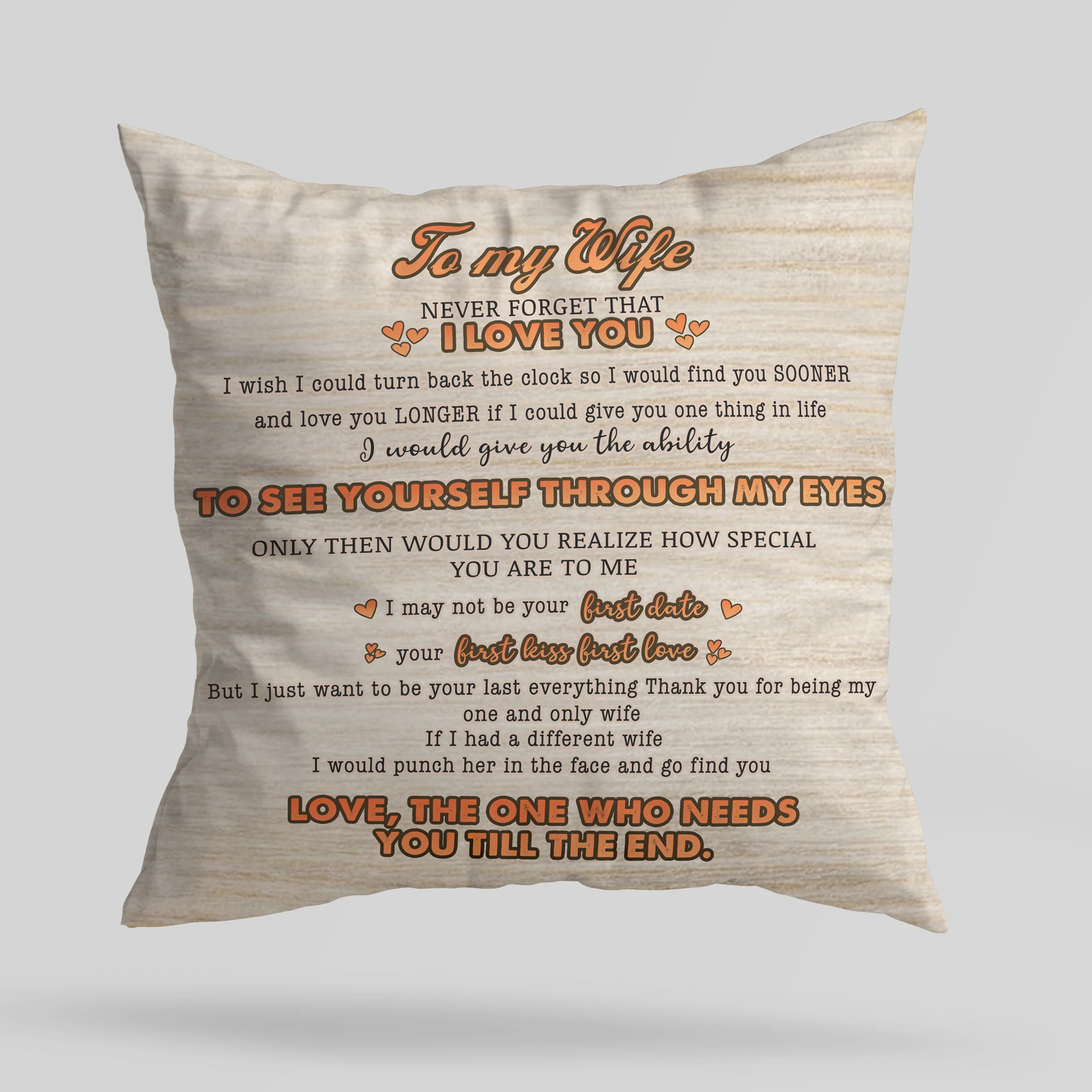 To my Wife Never forget that I Love You Linen Pillow - Image 3
