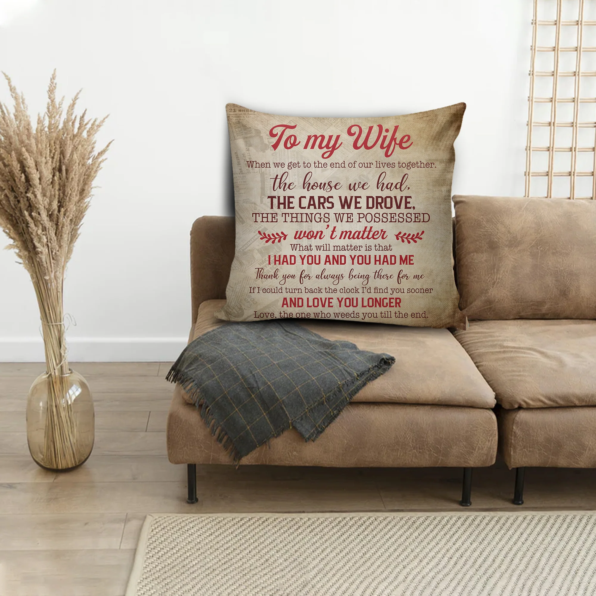 To My Wife When We Get to The End of Our Lives Together, You and Me We Got This - Linen Pillow - Gift for Older Couples - Image 3