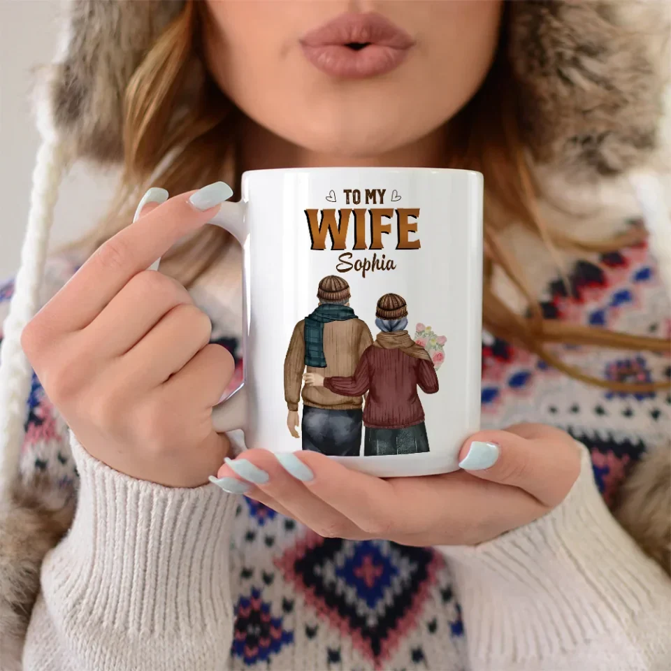 To My Wife You Are My Queen Forever - Personalized Older Couple Cup - Custom Name Coffee Mug - Anniversary Gift for Her, Him - Image 10