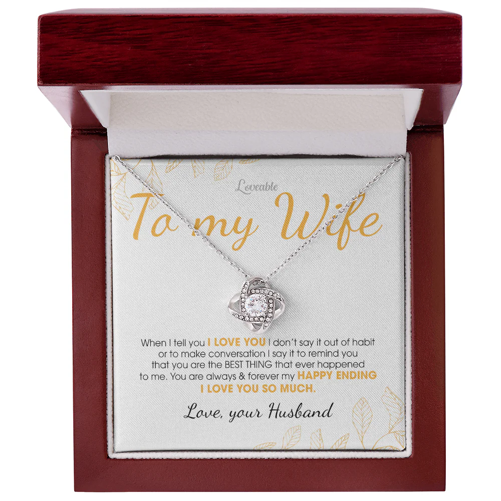 To my Wife - You're always & forever my Happy Ending - Personalized Necklace - Crystal Gifts For Wife - Image 4