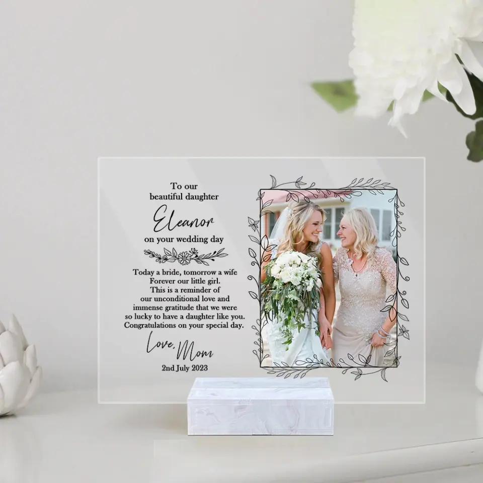 To Our Beautiful Daughter On Wedding Day Acrylic Plaque Gift For Daughter - Image 8