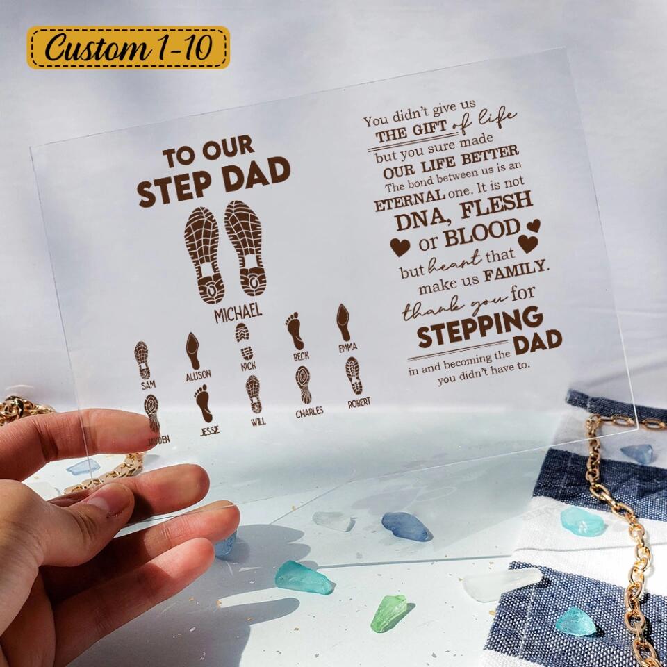 To Our Step Dad, Mom Thank You For Stepping In Personalized Acrylic Plaque - Image 3