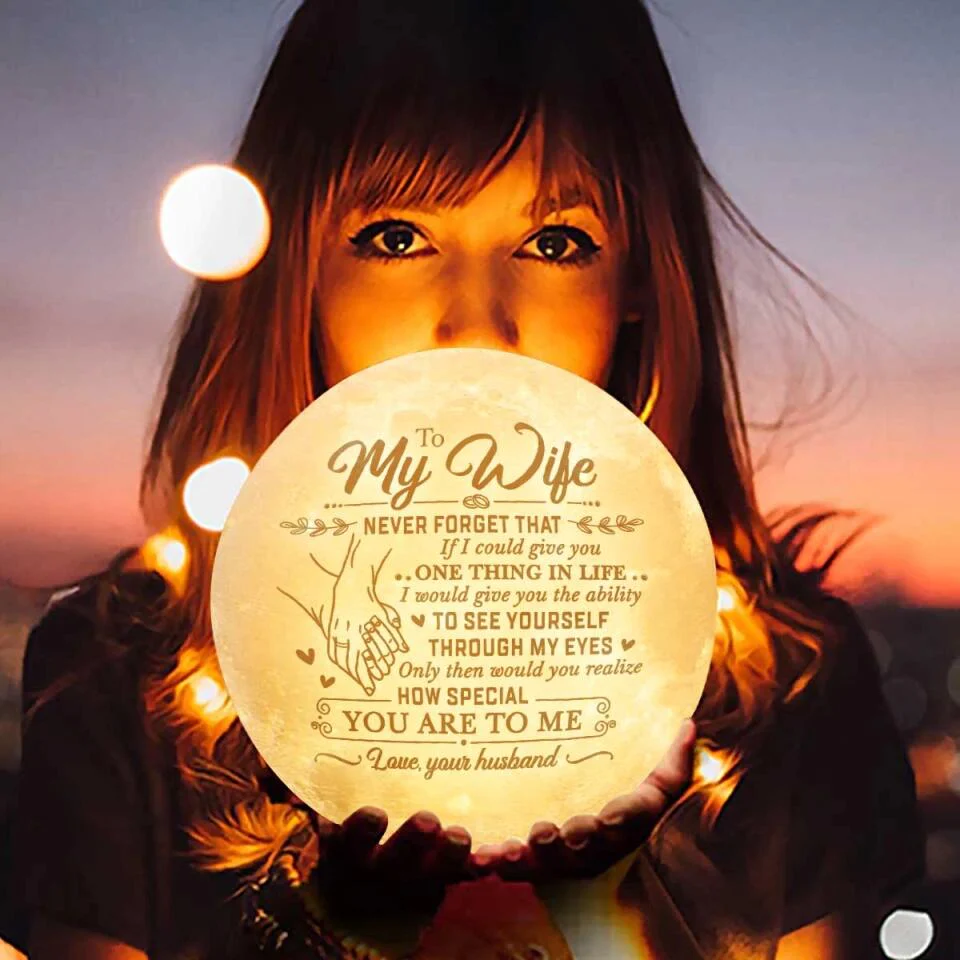 Personalized Valentine Gifts - To Wife If I Could Give You One Thing In Life - Personalized 3D Moon Lamp - Gift For Wife - Image 4