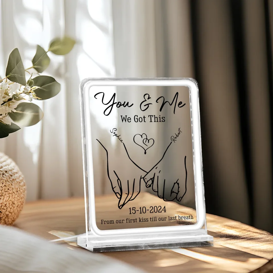 Personalized Valentine Gifts - Together Forever From Our First Kiss Till Our Last Breath - Couple Personalized Acrylic Frame Night Light - Gift For Husband Wife, Valentine's Day - Image 5