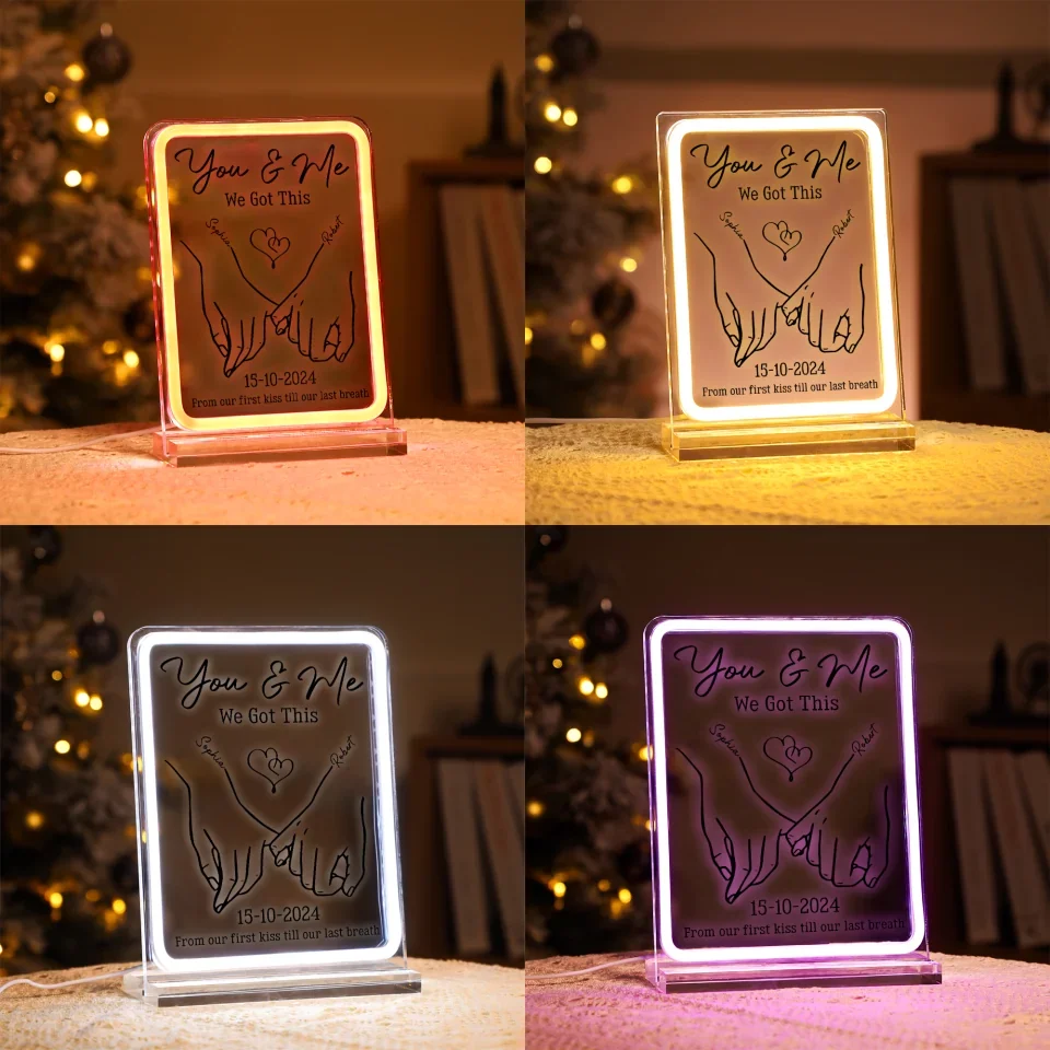 Personalized Valentine Gifts - Together Forever From Our First Kiss Till Our Last Breath - Couple Personalized Acrylic Frame Night Light - Gift For Husband Wife, Valentine's Day - Image 6