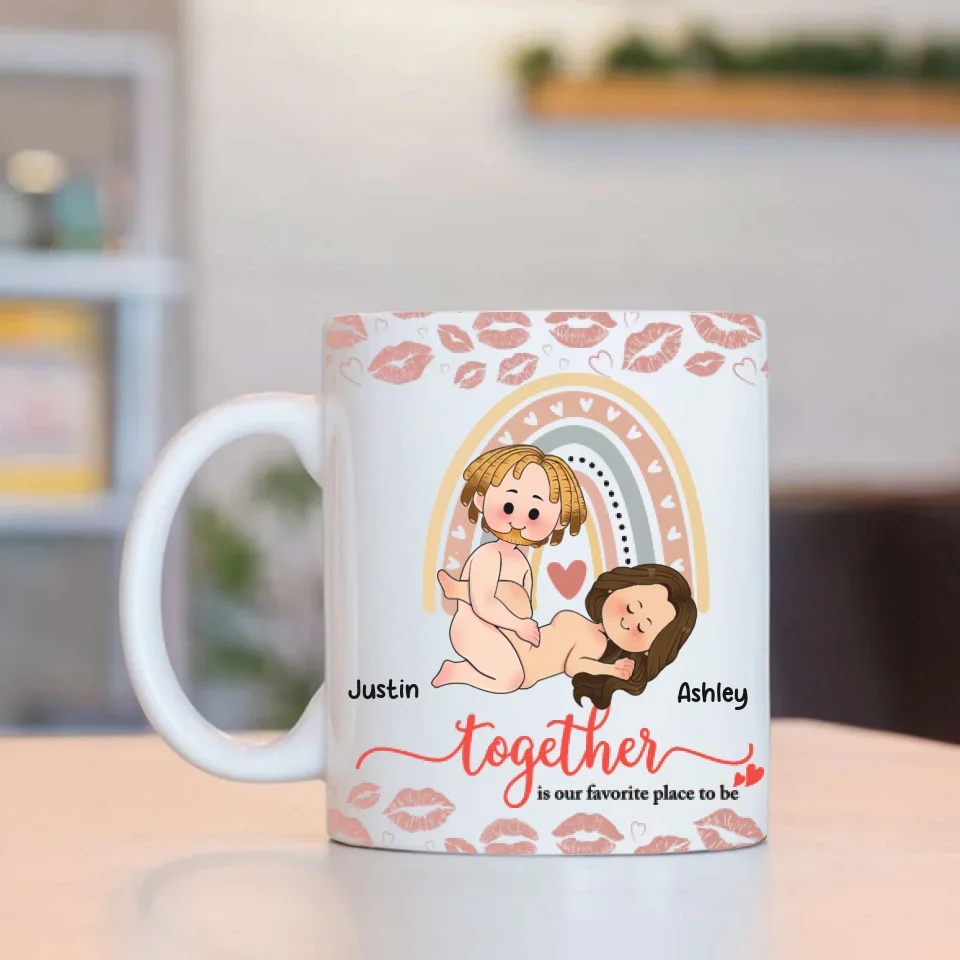 Personalized Valentine Gifts - Together Is Our Favorite Place To Be - 11oz White Accent Mug - Gift For Couple - Image 2