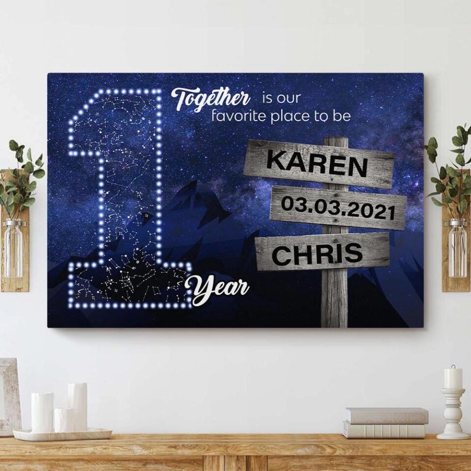 Together Is Our Favorite Place To Be Custom Canvas Poster 1 Year Anniversary Gift For Couples - Image 5
