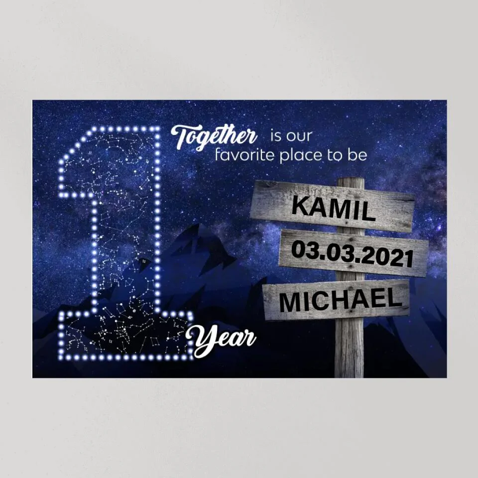 Together Is Our Favorite Place To Be Custom Canvas Poster 1 Year Anniversary Gift For Couples - Image 8