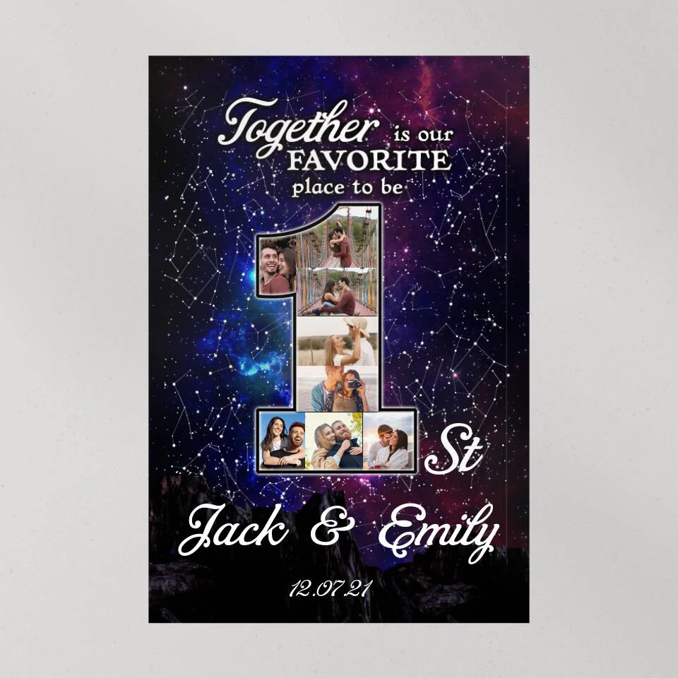 Together Is Our Favorite Place To Be Custom Canvas Poster One Year Anniversary Gift - Image 8