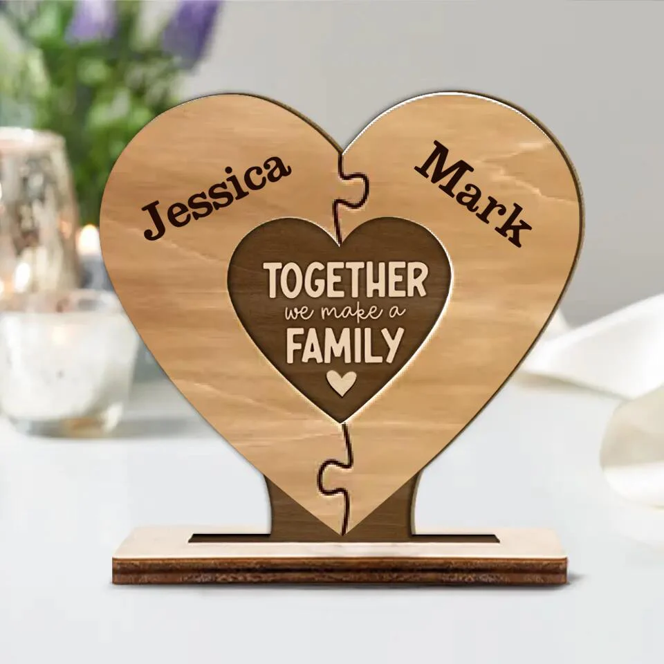 Together We Make A Family - Housewarming Gifts - Custom Wooden Plaque - Gift For Parents - Image 2