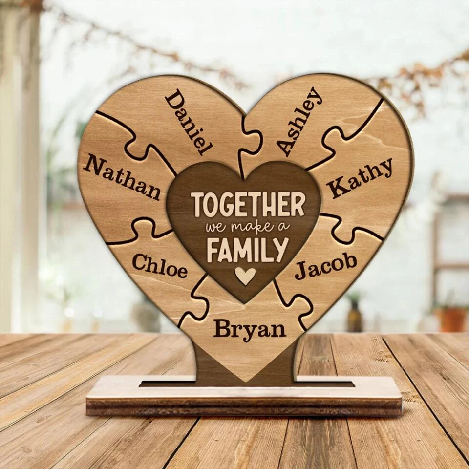 Together We Make A Family - Housewarming Gifts - Custom Wooden Plaque - Gift For Parents - Image 3