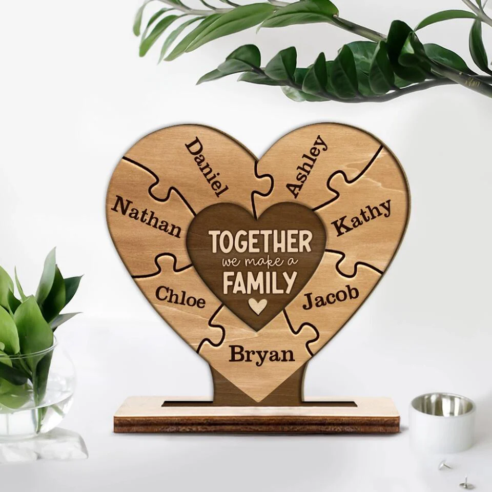 Together We Make A Family - Housewarming Gifts - Custom Wooden Plaque - Gift For Parents - Image 4