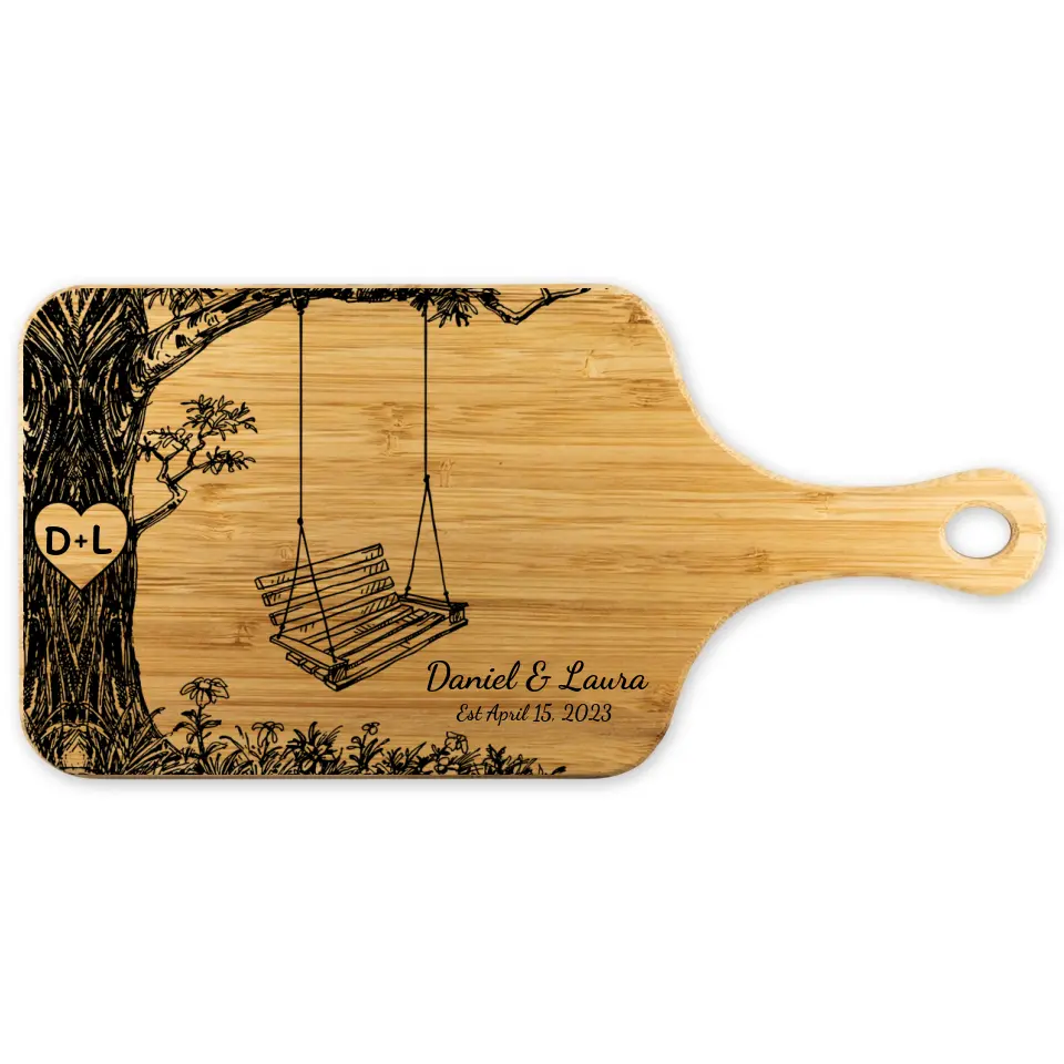 Tree River And Couple Name Letter - Housewarming Gift - Custom Wooden Cutting Board - Anniversary Gift For Couples - Image 2