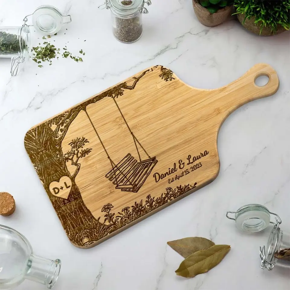 Tree River And Couple Name Letter - Housewarming Gift - Custom Wooden Cutting Board - Anniversary Gift For Couples - Image 6